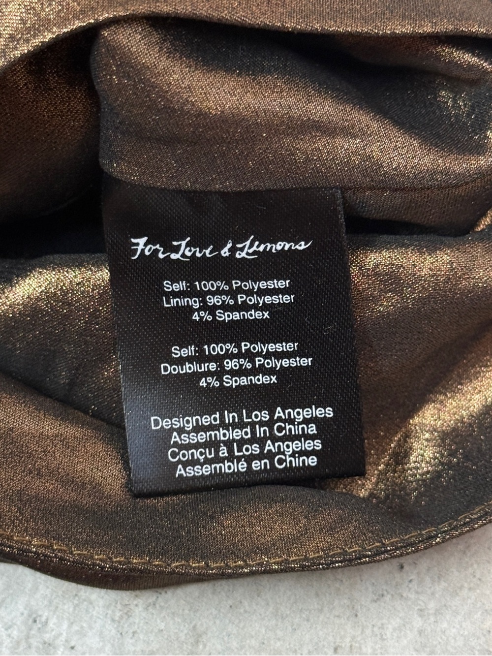 For Love & Lemons Bronze Metallic Cowl Neck Tie Front Cami Top Size L - Picture 5 of 5